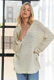 V-Neck Drop Shoulder Long Sleeve Sweater