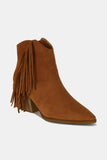 Suede Fringe Point Toe Ankle Boots