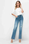 Distressed High Rise Straight Jeans