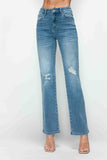 Distressed High Rise Straight Jeans