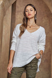 High-Low Side Slit V-Neck Sweater