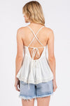 Crisscross Back Lace Detail V-Neck Cami