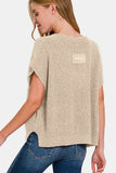 Short Sleeve Side Slit Sweater