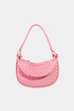 PU Leather Basket Weave Half Moon Bag