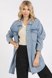 Light Wash Patch Pocket Longline Denim Jacket