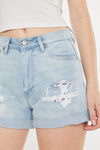 High Rise Repaired Mom Denim Shorts