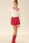 Front Cut Out Long Sleeve Knit Top