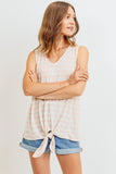 Sleeveless Front Tie Striped Top