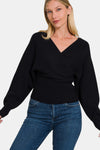 Cross Wrap Rib Long Sleeve Sweater