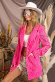 Single-Breasted Long Sleeve Lace Blazer