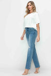 Distressed High Rise Straight Jeans