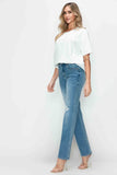 Distressed High Rise Straight Jeans