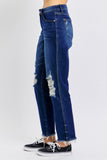 Judy Blue High Waist Rigid Magic Heavy Destroy Straight Jeans