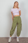 Elastic Waist Woven Cargo Pants