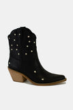 Faux Leather Star-Shaped Cutouts Point Toe Boots