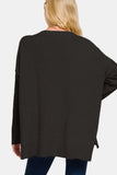 V-Neck Side Slit High-Low Sweater