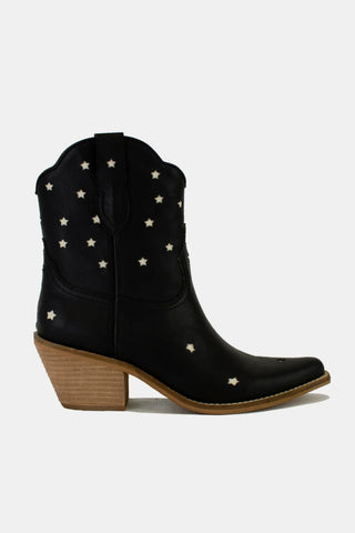 Faux Leather Star-Shaped Cutouts Point Toe Boots