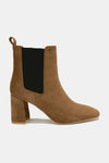 Faux Suede Block Heel Chelsea Boots with Elastic Side Panel