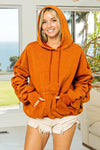 Ruched Long Sleeve Washed Fleece Hoodie