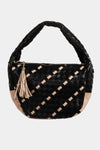 Tassel Detail Weave Semi Circle Bag