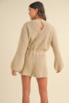 Round Neck Long Sleeve Sweater Romper