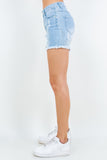 Distressed Frayed Denim High Waist Shorts