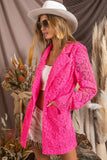 Single-Breasted Long Sleeve Lace Blazer