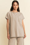 Round Neck Short Sleeve Top and Pants Set