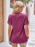 Ruched V-Neck Short Sleeve T-Shirt