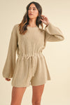 Round Neck Long Sleeve Sweater Romper