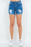 Distressed Frayed Denim High Waist Shorts