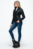 Faux Layered Double-Zipper Jacket with Fuzzy Hood