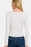 Square Neck Fitted Long Sleeve T-Shirt