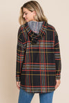 Drawstring Plaid Long Sleeve Hoodie