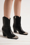 Faux Leather Metal Toe Ankle Boots