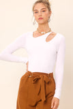 Front Cut Out Long Sleeve Knit Top