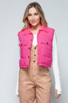 Snap Down Quilted Crop Vest