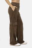 Elastic Waist Corduroy Cargo Pants