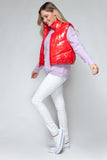 Zip Up Turtleneck Shiny Quilted Vest