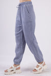 Washed Woven Crinkle Gauze Drawstring Cargo Pants