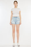 High Rise Repaired Mom Denim Shorts