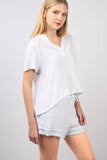 Washed Cotton Crinkle Gauze Top and Shorts Set