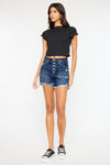 Raw Hem Button-Fly Denim Shorts