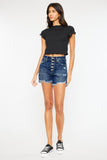 Raw Hem Button-Fly Denim Shorts