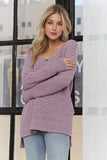 High-Low Side Slit V-Neck Sweater