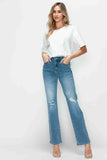 Distressed High Rise Straight Jeans