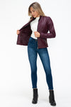 Faux Layered Double-Zipper Jacket with Fuzzy Hood