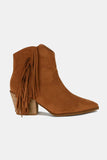 Suede Fringe Point Toe Ankle Boots