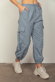 Elastic Waist Woven Cargo Pants