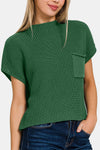 Mock Neck Short Sleeve Cropped Sweater